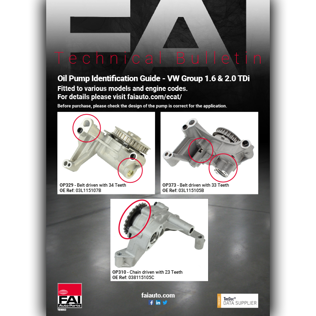 TB0083 Oil Pump Identification Guide 1.6 & 2.0 TDi FAI Auto